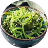Fucoxanthin and fucoidan source: sea kelp seaweed in a bowl